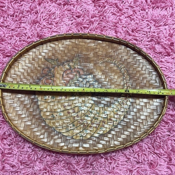 Woven Oval Basket Tray Wall Hanging Cornacopia Cotge Granny Decor Large - Picture 4 of 7